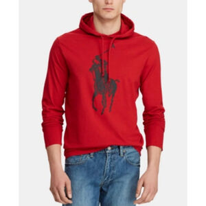 Men's Polo Ralph Lauren Hoodie M Red Black Big Pony